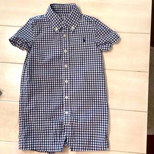 Polo baby boy blue checkered smock